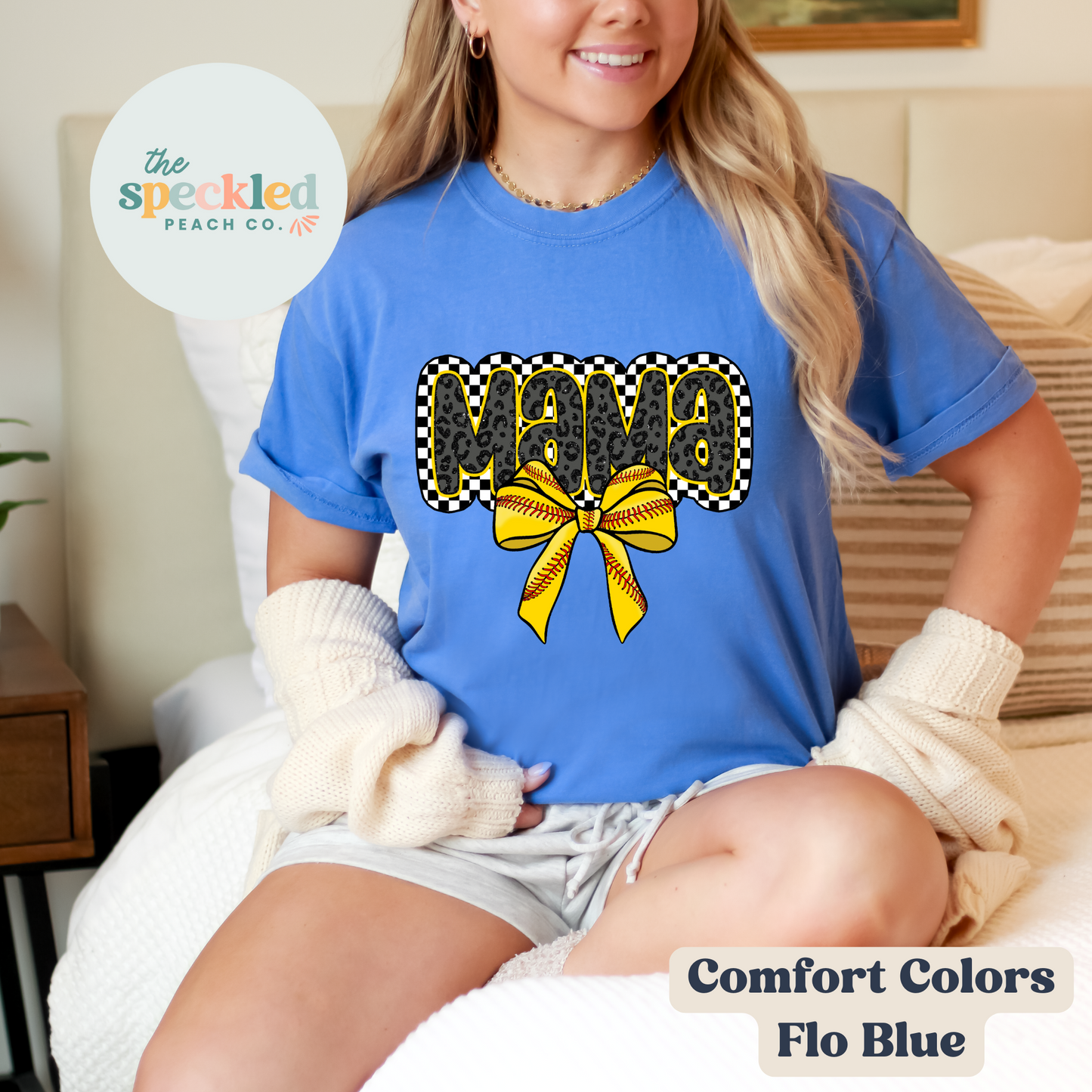 Softball Mama w/ bow (Tee + Sweatshirt Option)