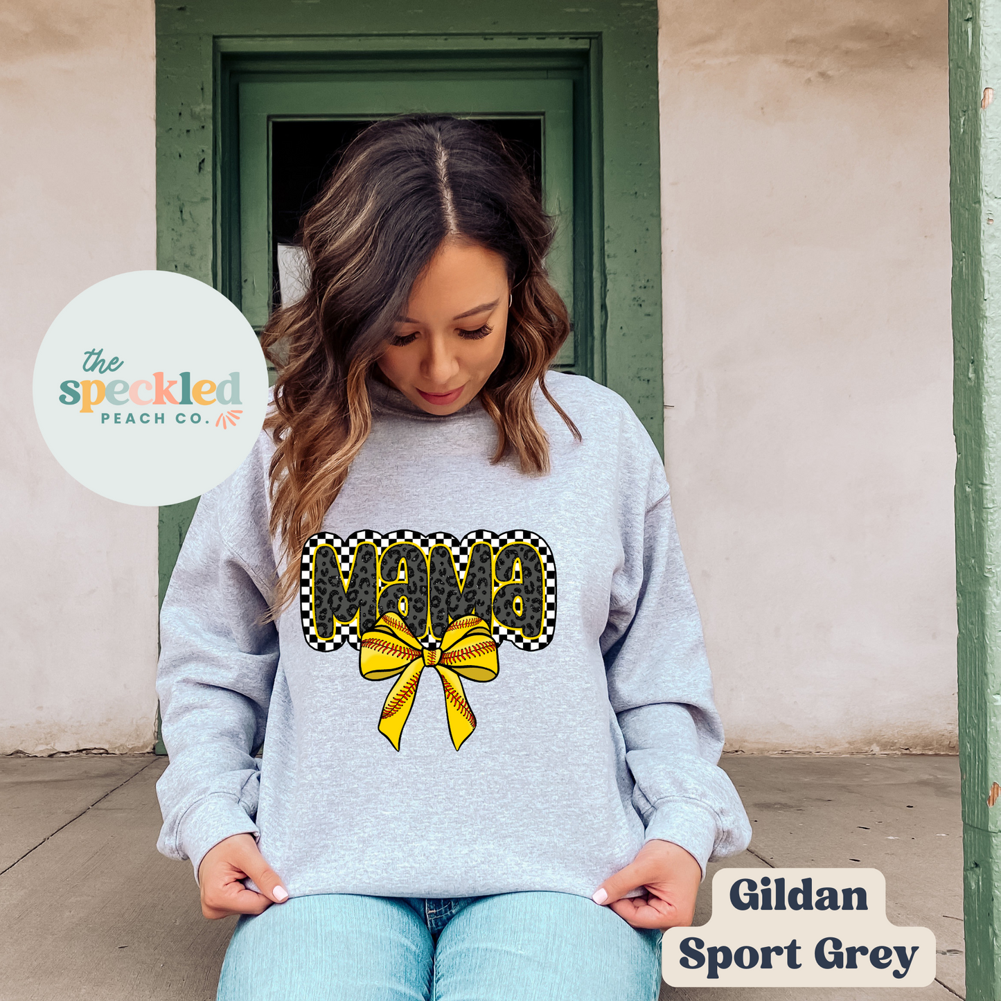 Softball Mama w/ bow (Tee + Sweatshirt Option)
