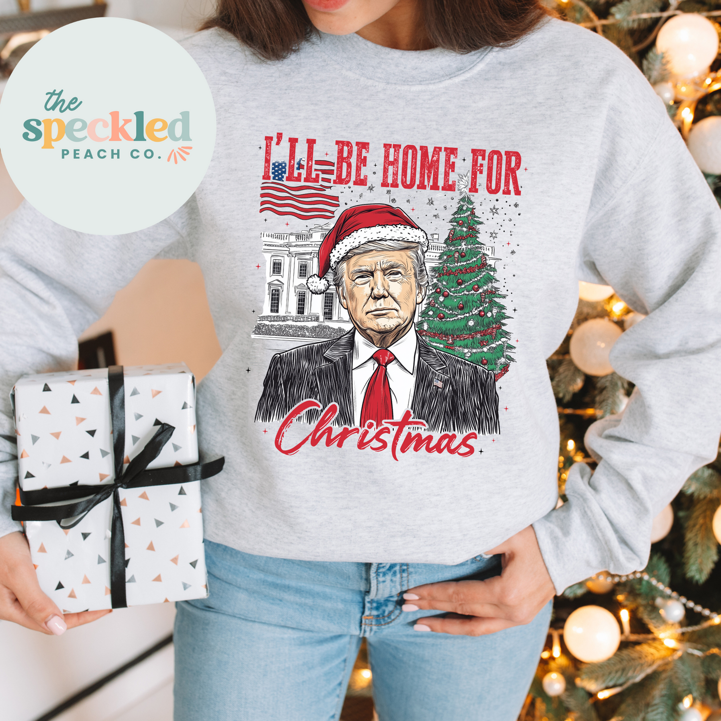 I'll Be Home For Christmas (Trump #1) UNISEX Crewneck Sweatshirt or Short Sleeve Tee