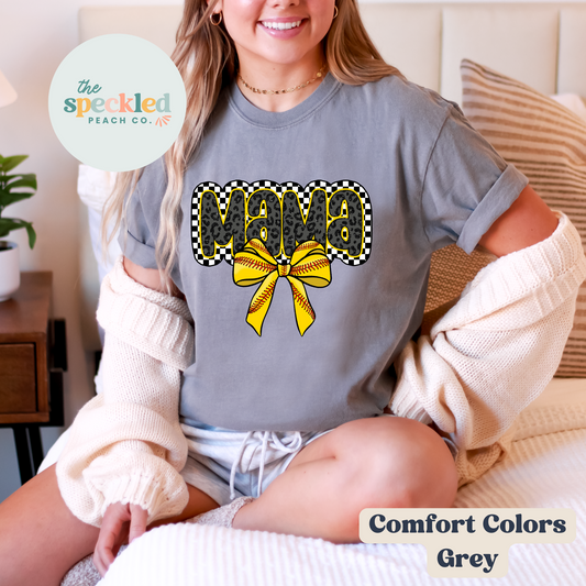 Softball Mama w/ bow (Tee + Sweatshirt Option)