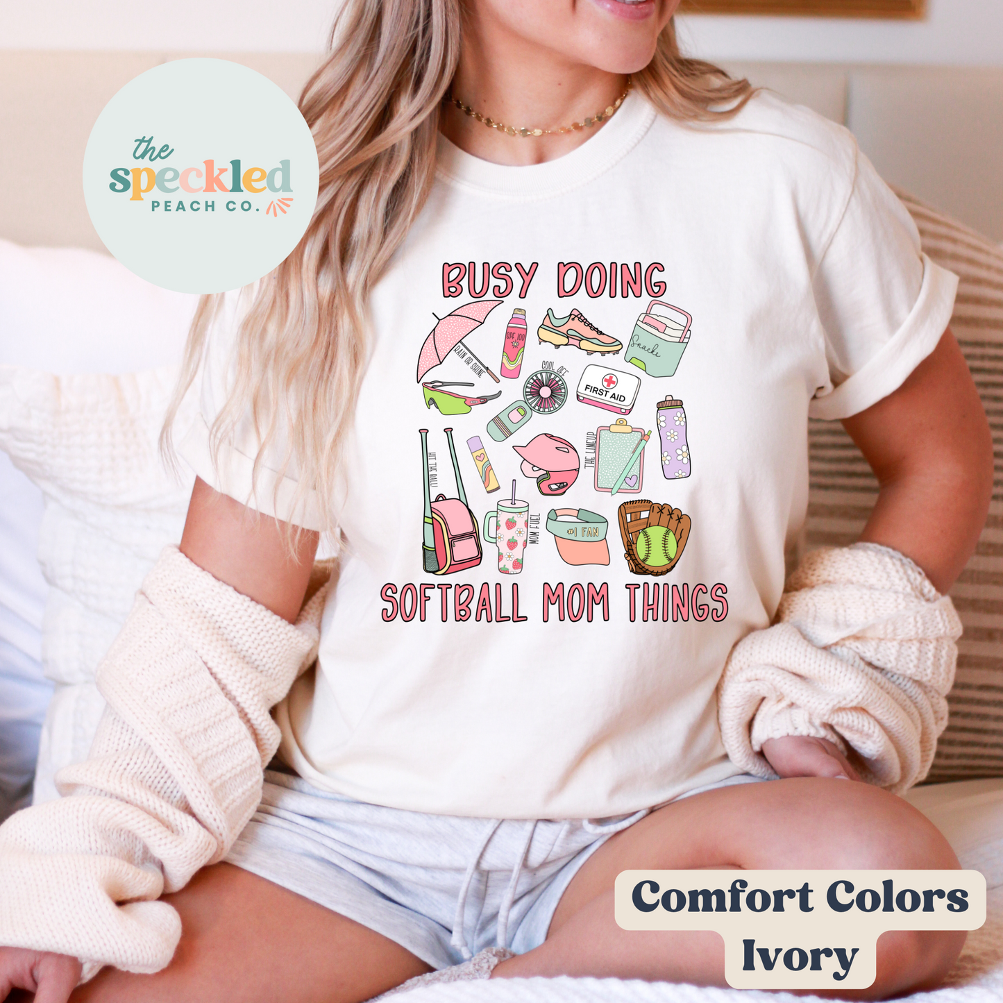 Busy Doing Softball Mom Things (Tee + Sweatshirt Option)