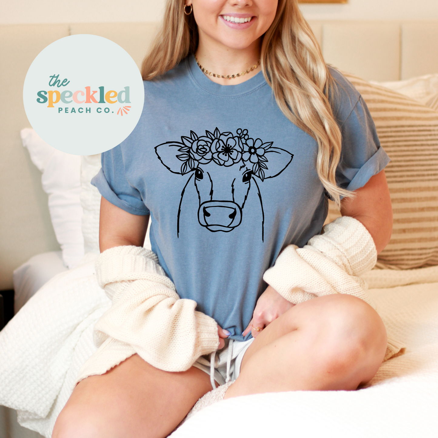 Floral Cow Tee